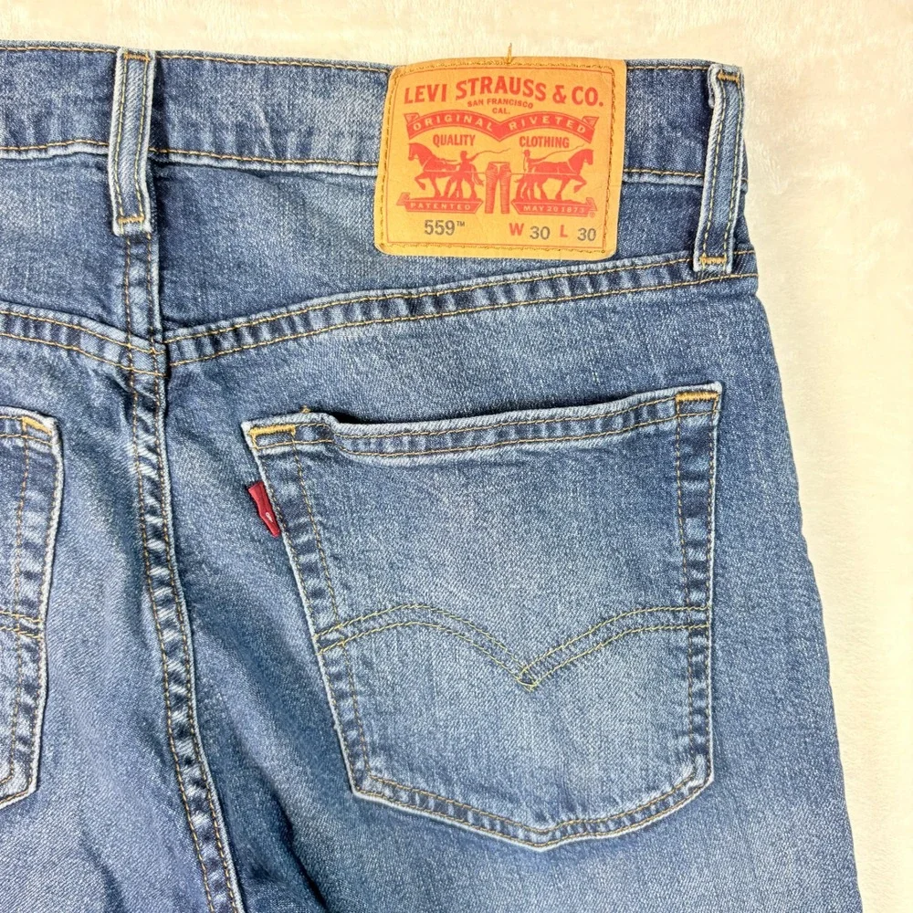 Levi's 559 Relaxed Straight Jeans Mens 30x30 Blue Excellent Waterless Stretch‎